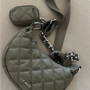 Steve Madden Quilted Green Crossbody Bag with Coin Holder